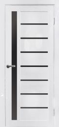 Межкомнатная дверь Дубрава Сибирь Вертикаль Белый ГЛЯНЕЦ (черное стекло)