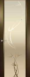 Межкомнатная дверь Шторм-3 ДО Венге (стекло белое растение)