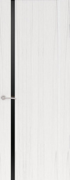 Межкомнатная дверь Океан Шторм-1 ДО Ясень белый жемчуг (черное стекло)