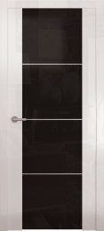 Межкомнатная дверь Океан Avorio 2 ДО глянец-белый (стекло черное)
