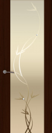 Межкомнатная дверь Шторм-3 ДО Ясень винтаж (стекло белое растение)