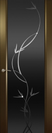 Межкомнатная дверь Шторм-3 ДО Венге (стекло черное растение)