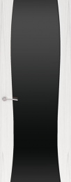 Межкомнатная дверь Океан Буревестник-2 ДО Ясень белый жемчуг (черное стекло)